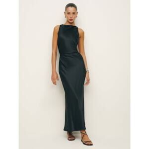 Reformation Casette Silk Dress - 6 - Black